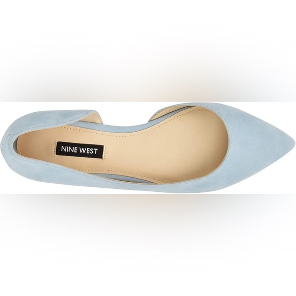 Nine West Blaha Light Blue Suede Kitten, Heel Flats Size 6 M NIB - Picture 3 of 7